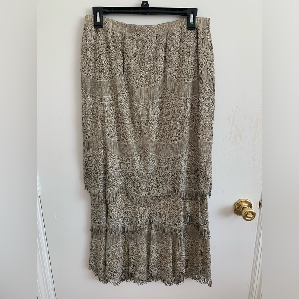 Vintage Damianou Lurex Lace Metallic Gold Skirt Set - Picture 3 of 9